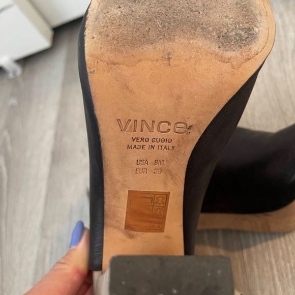 Vince Addison Peep-Toe Leather Bootie 39 - Picture 5 of 5